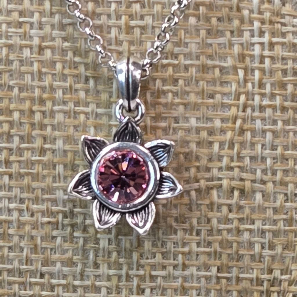 NWT Brighton Necklace Everbloom Sunflower Silvertone Pink Rhinestone November - Picture 11 of 11